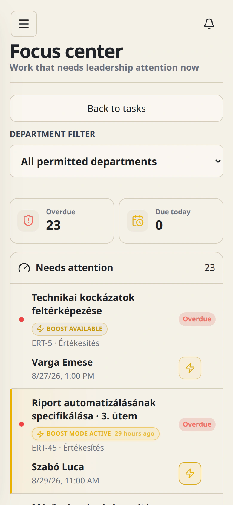 The Cetli Focus center on mobile
