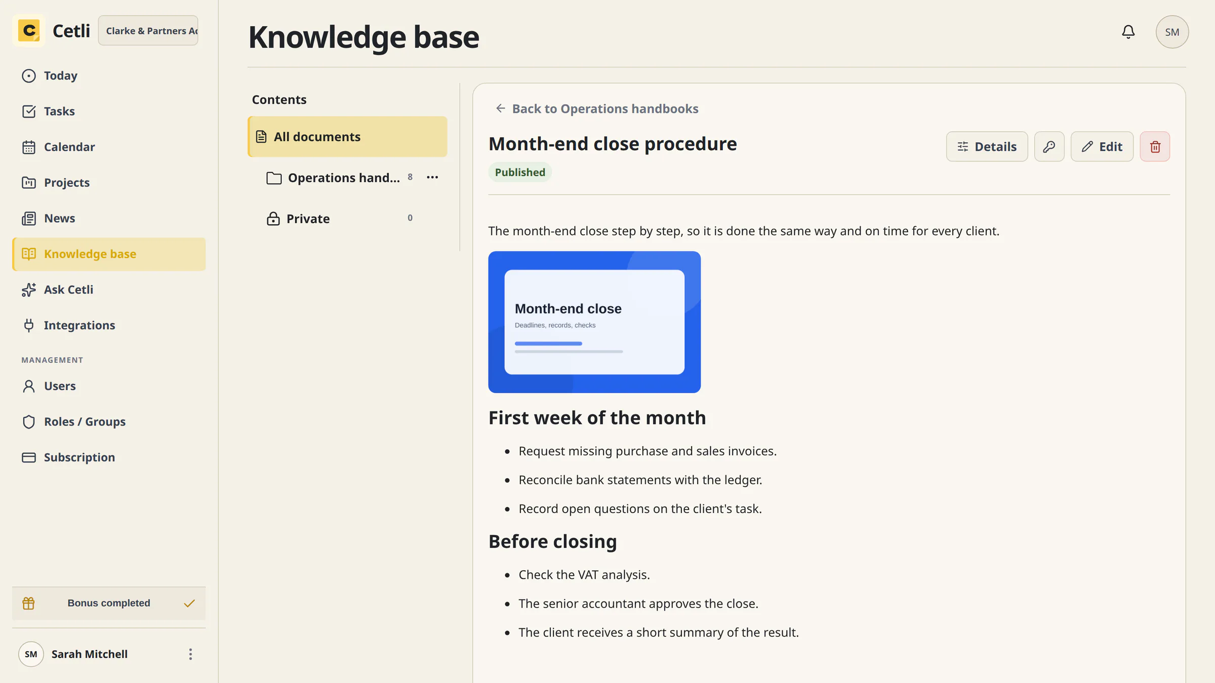 A real knowledge document in Cetli