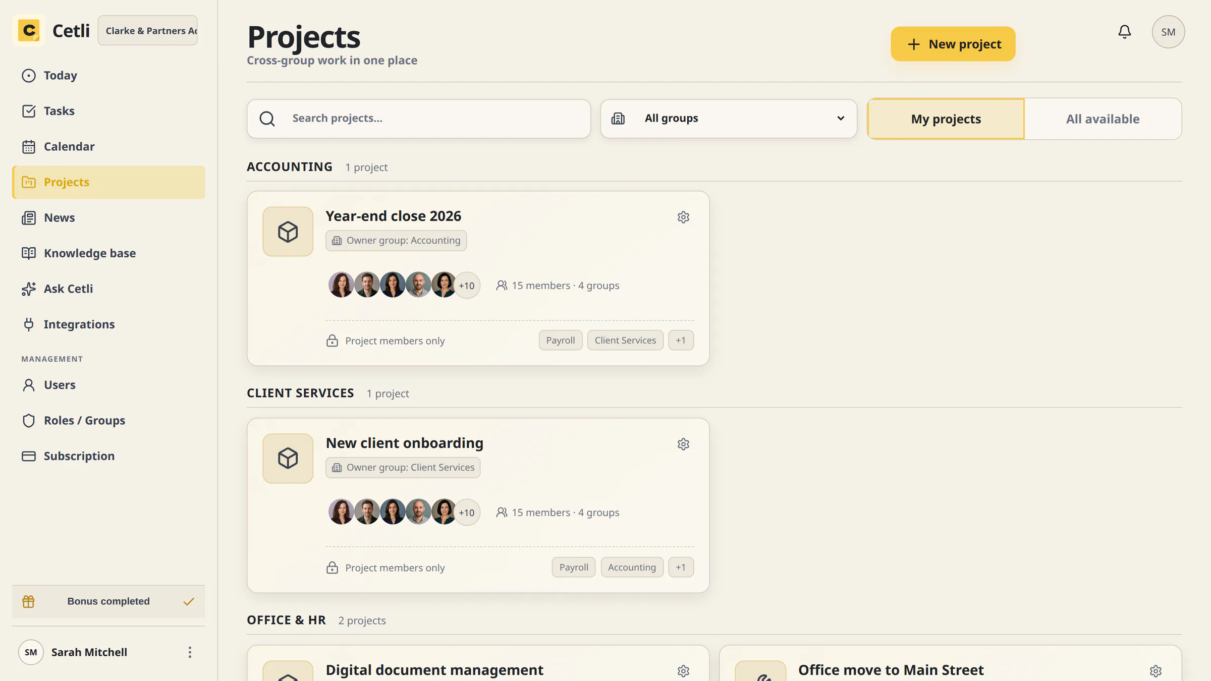 The real Cetli project list