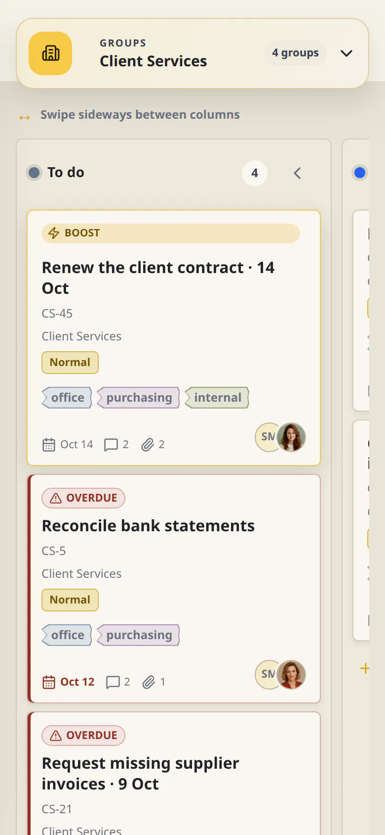 Cetli tasks on mobile