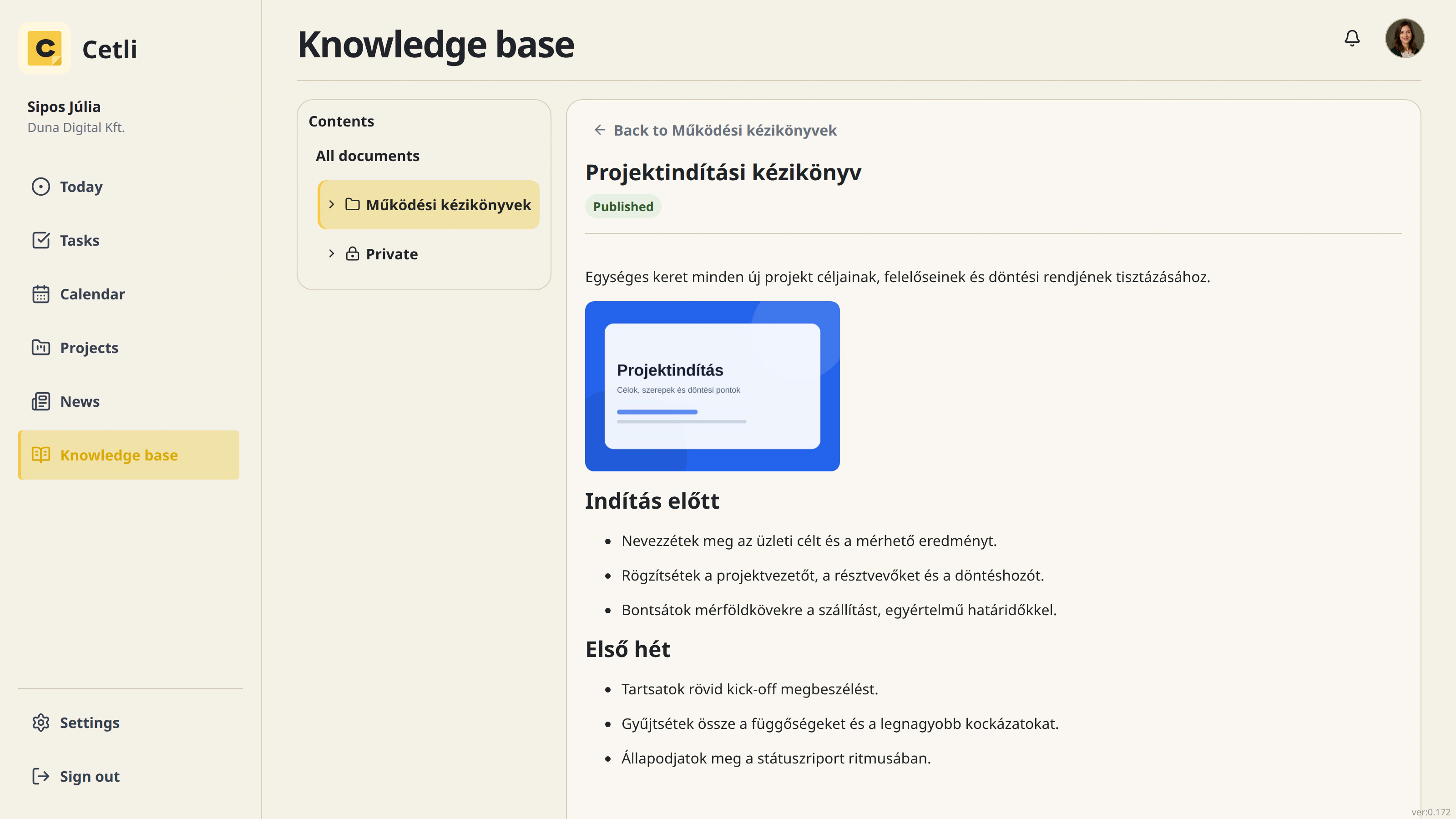 A real knowledge document in Cetli