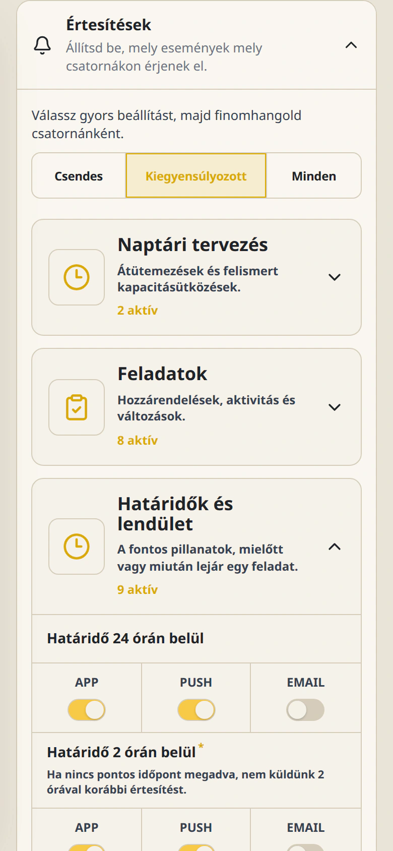 A Cetli valódi értesítési beállításai