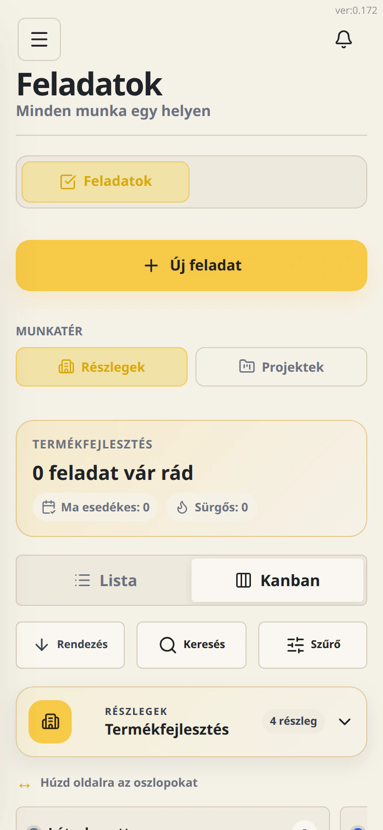 A Cetli valódi mobil feladatnézete