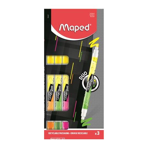 Szövegkiemelő készlet, 1-5 mm, kétvégű, MAPED "Fluo Peps Duo", vegyes színek