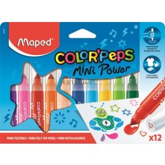   Filctoll készlet, 6,5 mm, kimosható, MAPED "Color'Peps Mini Power", 12 különböző szín