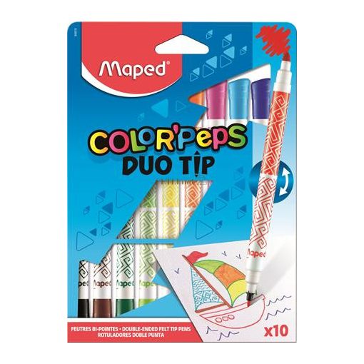 Filctoll készlet, MAPED "Color'Peps Duo Tip", 10 különböző szín