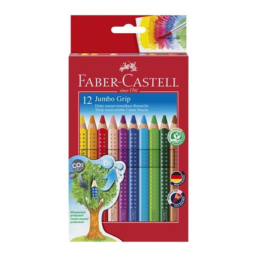 Színes ceruza készlet, háromszögletű, FABER-CASTELL "Jumbo Grip", 12 különböző szín