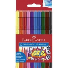   Filctoll készlet, háromszögletű, FABER-CASTELL "Grip", 10 különböző szín