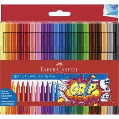   Filctoll készlet, háromszögletű, FABER-CASTELL "Grip", 20 különböző szín