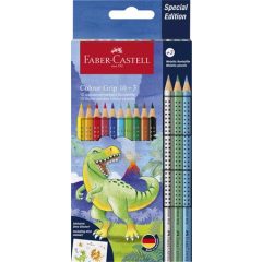   Színes ceruza készlet, háromszögletű, FABER-CASTELL "Grip Dinoszaurusz" 10+3 különböző szín