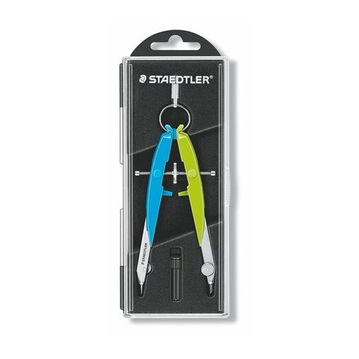 Körző készlet, precíziós, 2 darabos, STAEDTLER "Mars Comfort 556", neon kék/zöld