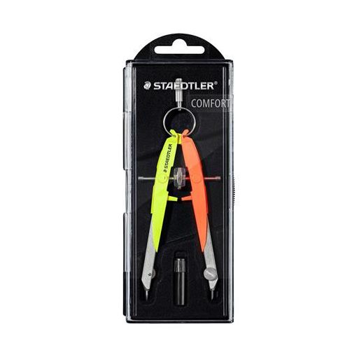 Körző készlet, precíziós, 2 darabos, STAEDTLER "Mars Comfort 556", neon sárga/narancs