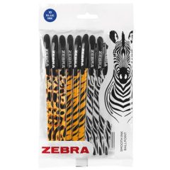   Golyóstoll, 0,27 mm, kupakos, vegyes testszín, ZEBRA "Animal Doodler'z", kék, 10 db